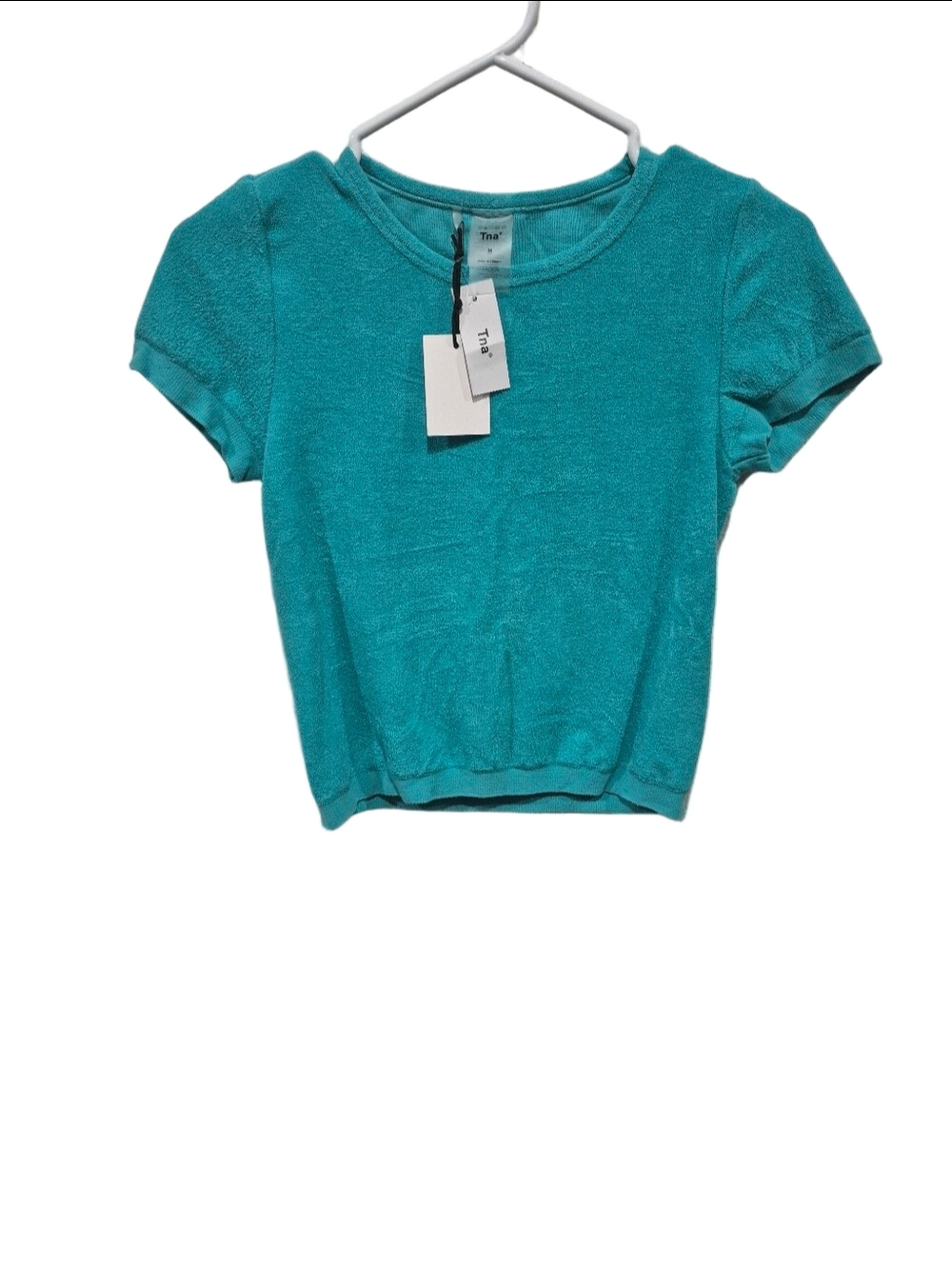 NWT Aritzia TNA Terry Towel Crewneck T-Shirt Aqua Teal Size M